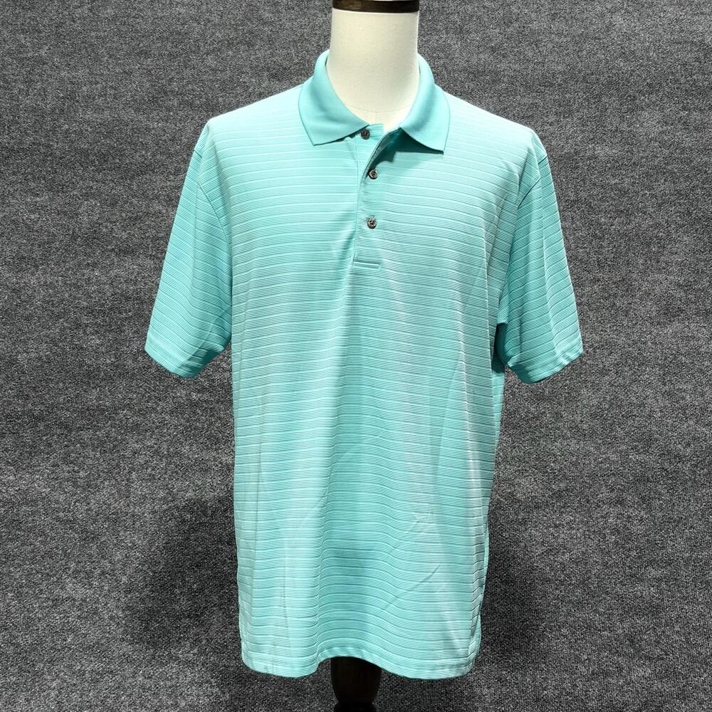 Champions Tour Polo Shirt Mens XL Blue Striped Golf Performance Polyester